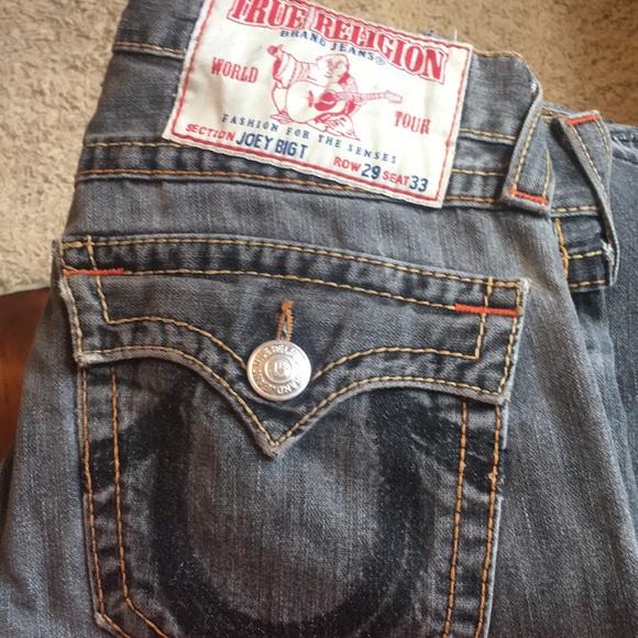 True Religion Flare Bottom Faded Black Denim Jeans - Picture 4 of 8